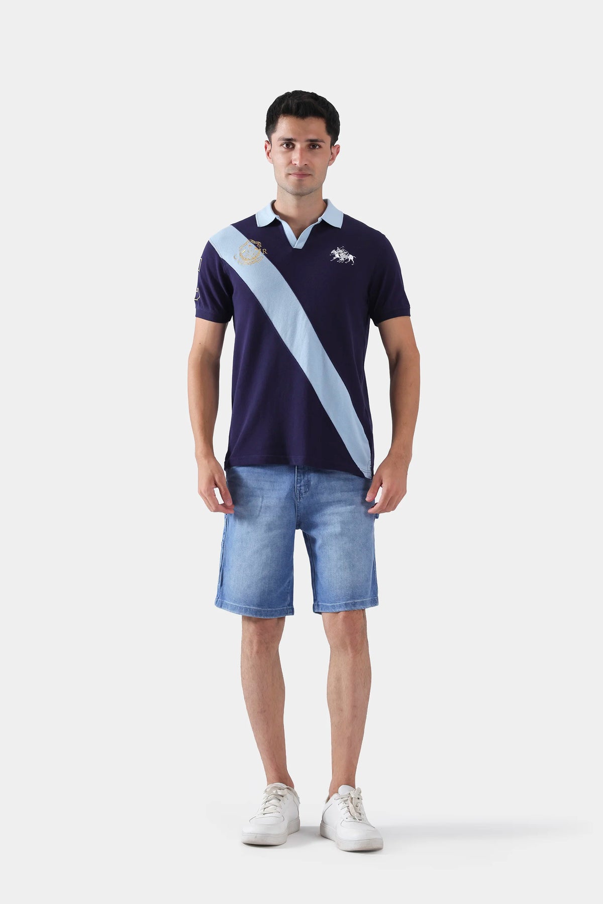 Embroidered Paneled Polo - Cougar Clothing