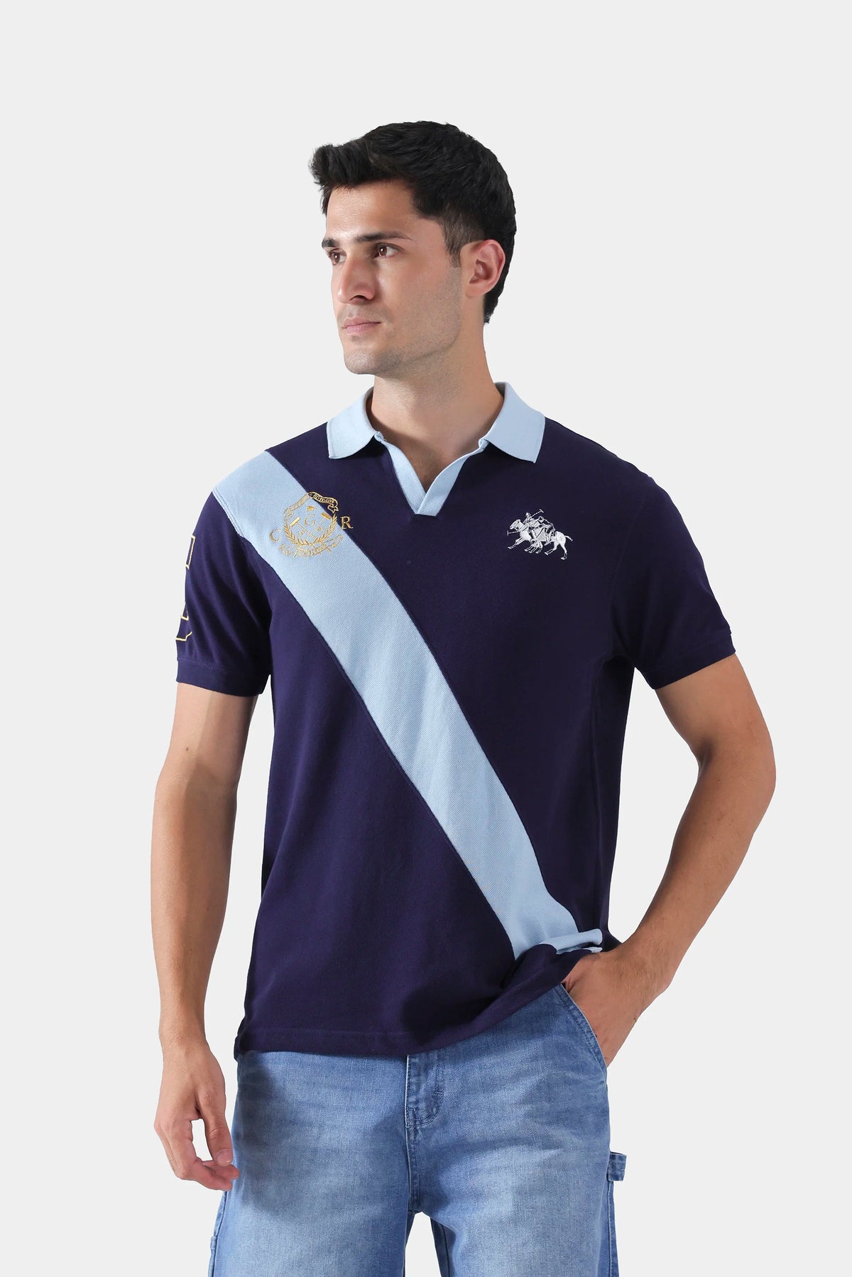 Embroidered Paneled Polo - Cougar Clothing
