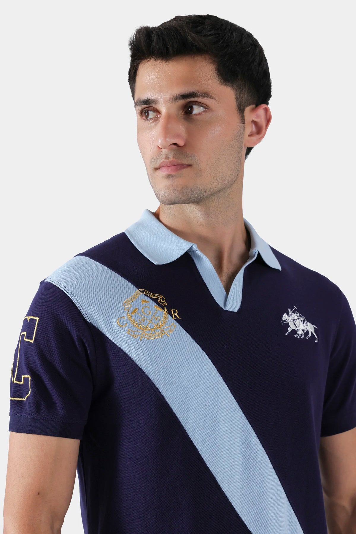 Embroidered Paneled Polo - Cougar Clothing