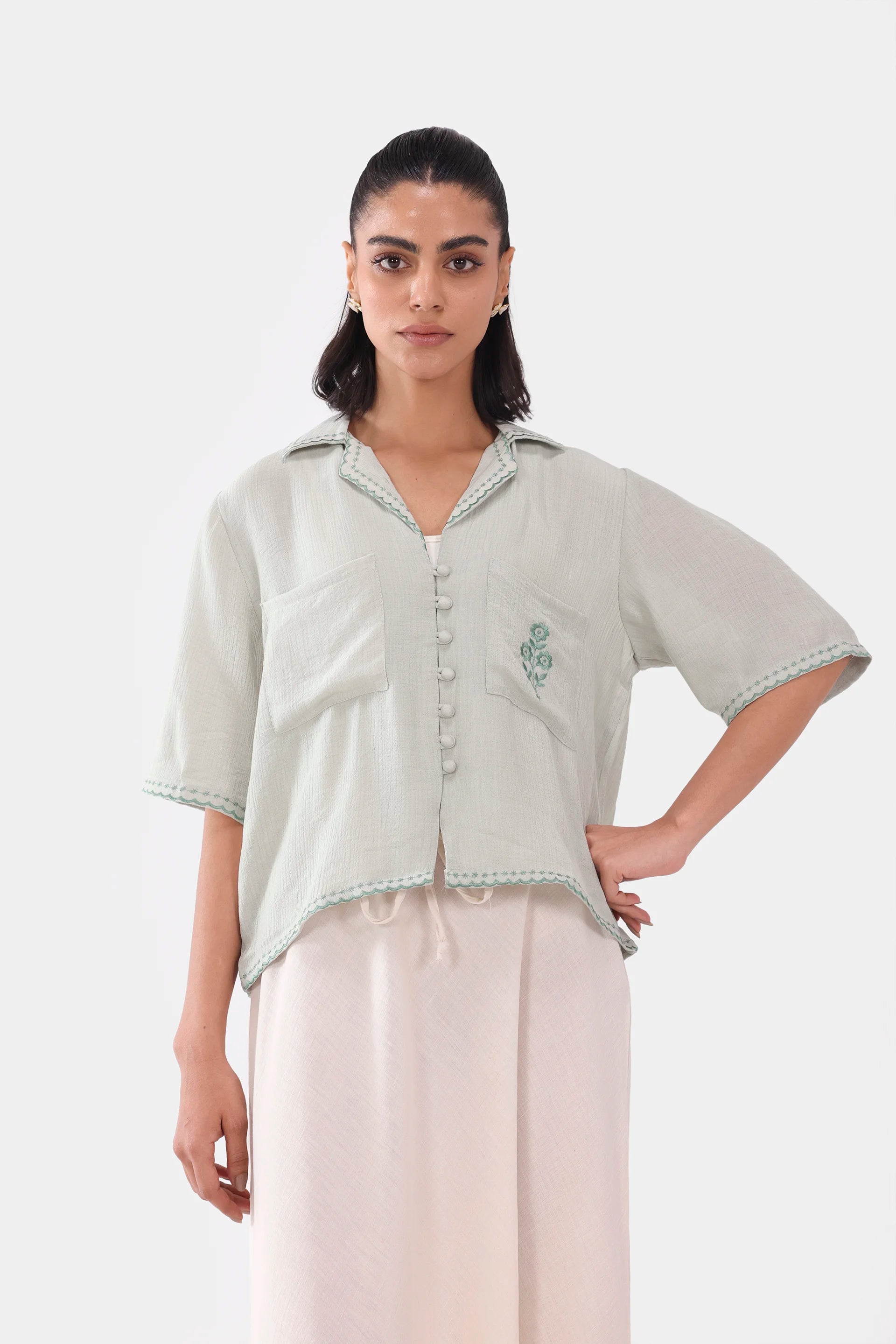 Embroidered Resort Collar Shirt - Cougar Clothing