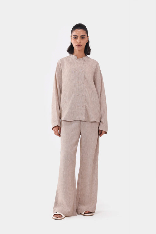 Textured Band Collar Top - Cougar Clothing