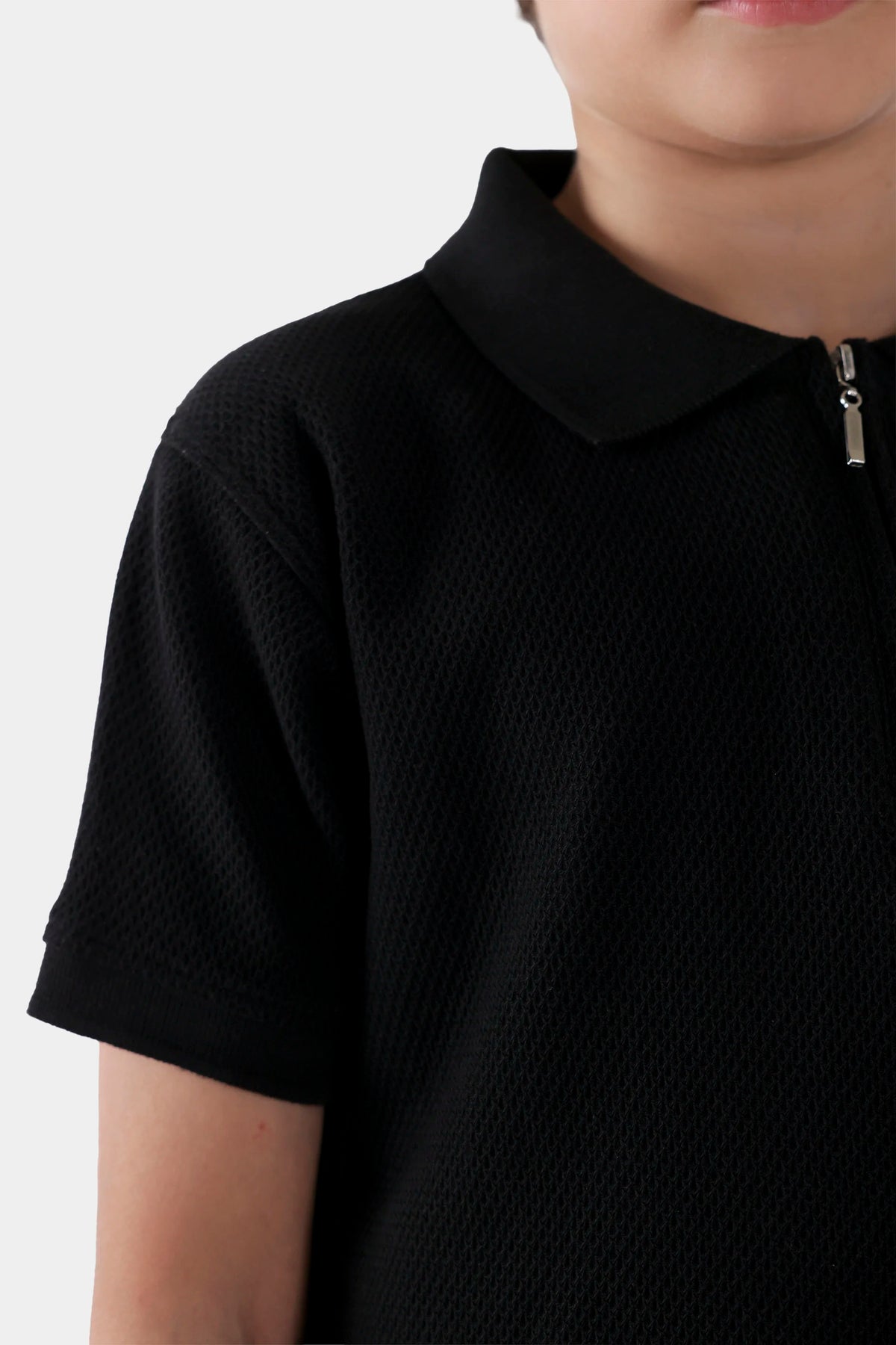 Quarter Zip Textured Polo - Cougar Clothing