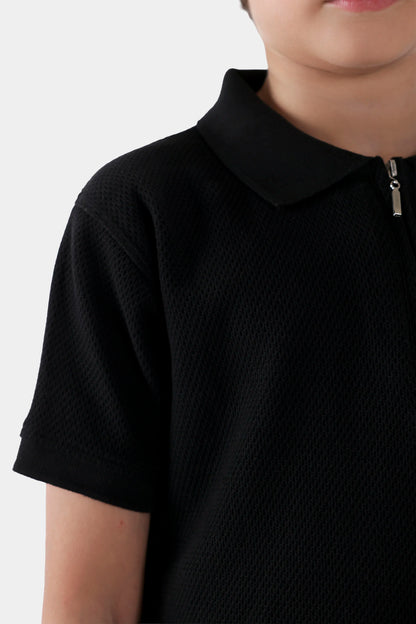 Quarter Zip Textured Polo - Cougar Clothing