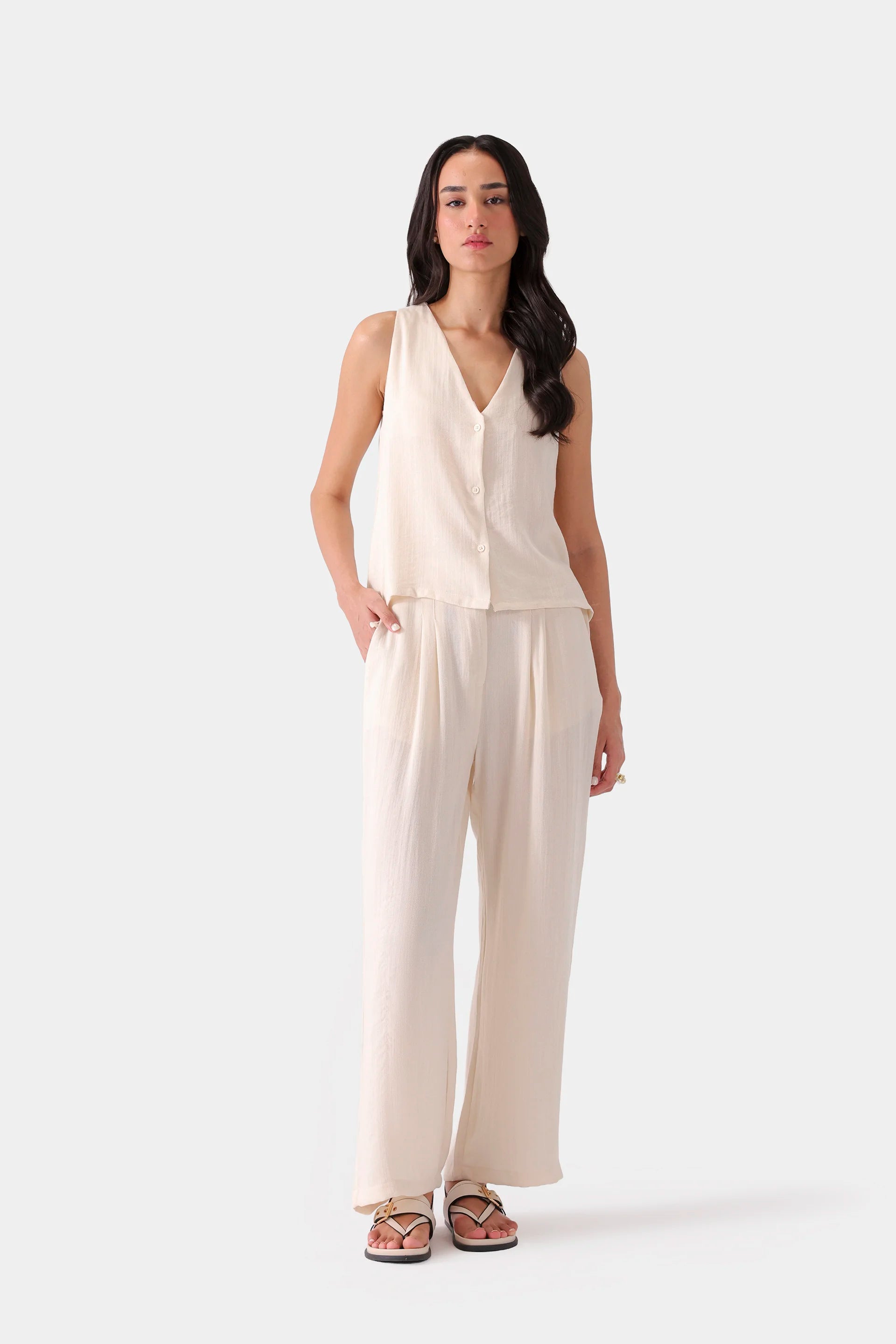 Slub Linen Vest - Cougar Clothing
