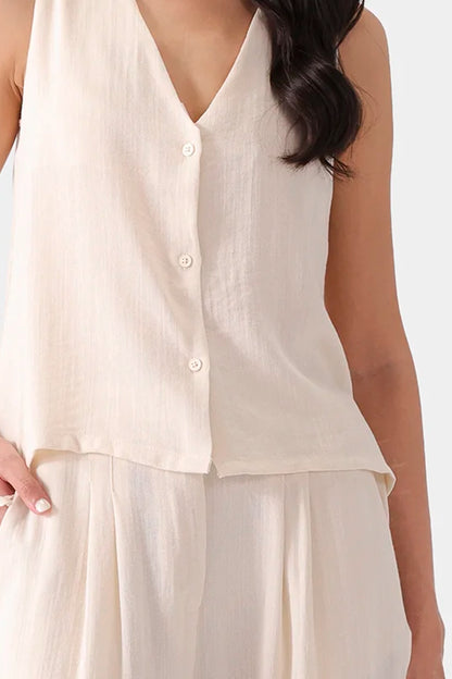 Slub Linen Vest - Cougar Clothing