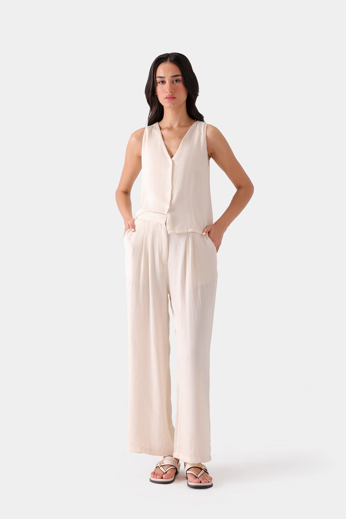 Pleated Wide Leg Trousers - Cougar Clothing