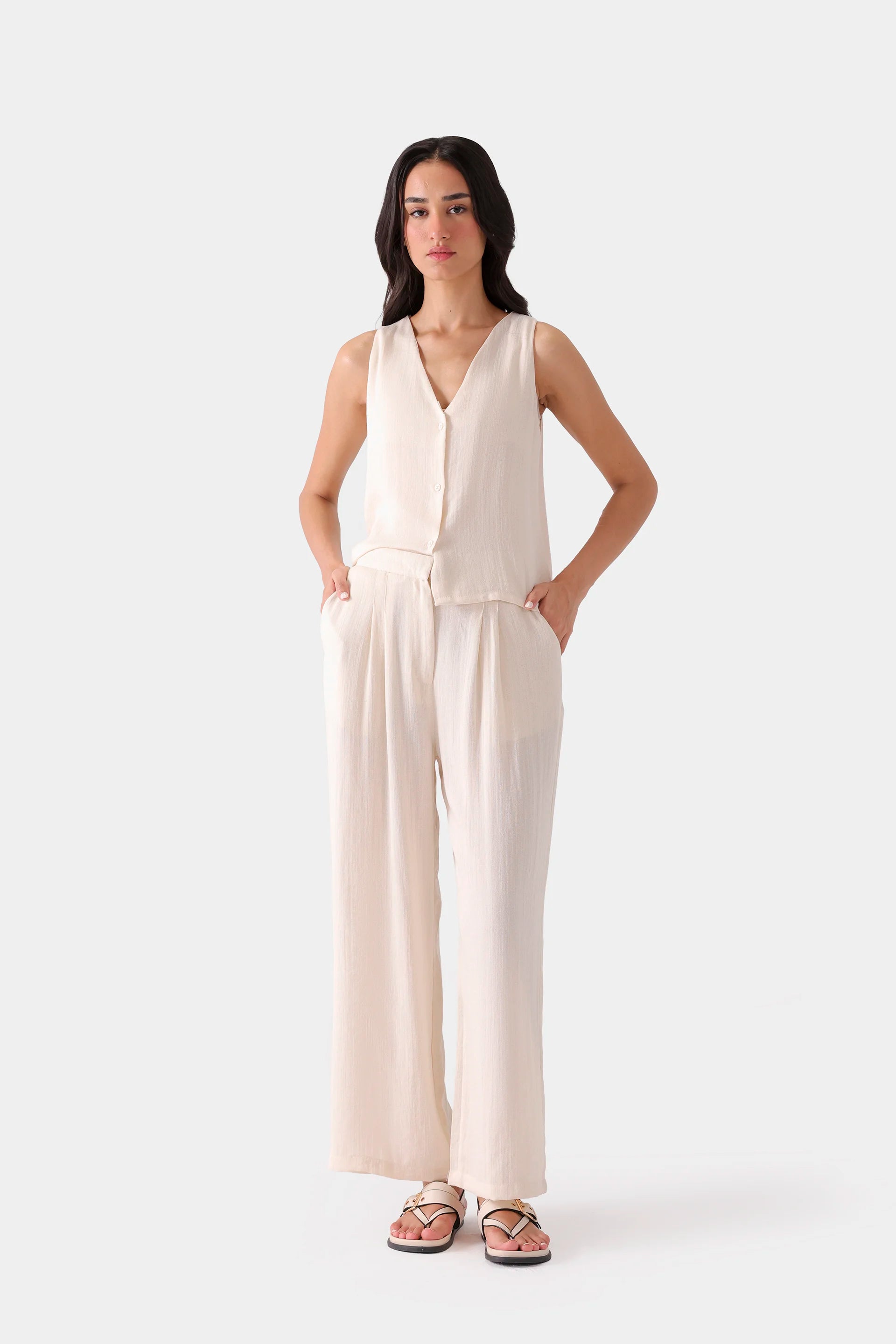Pleated Wide Leg Trousers - Cougar Clothing