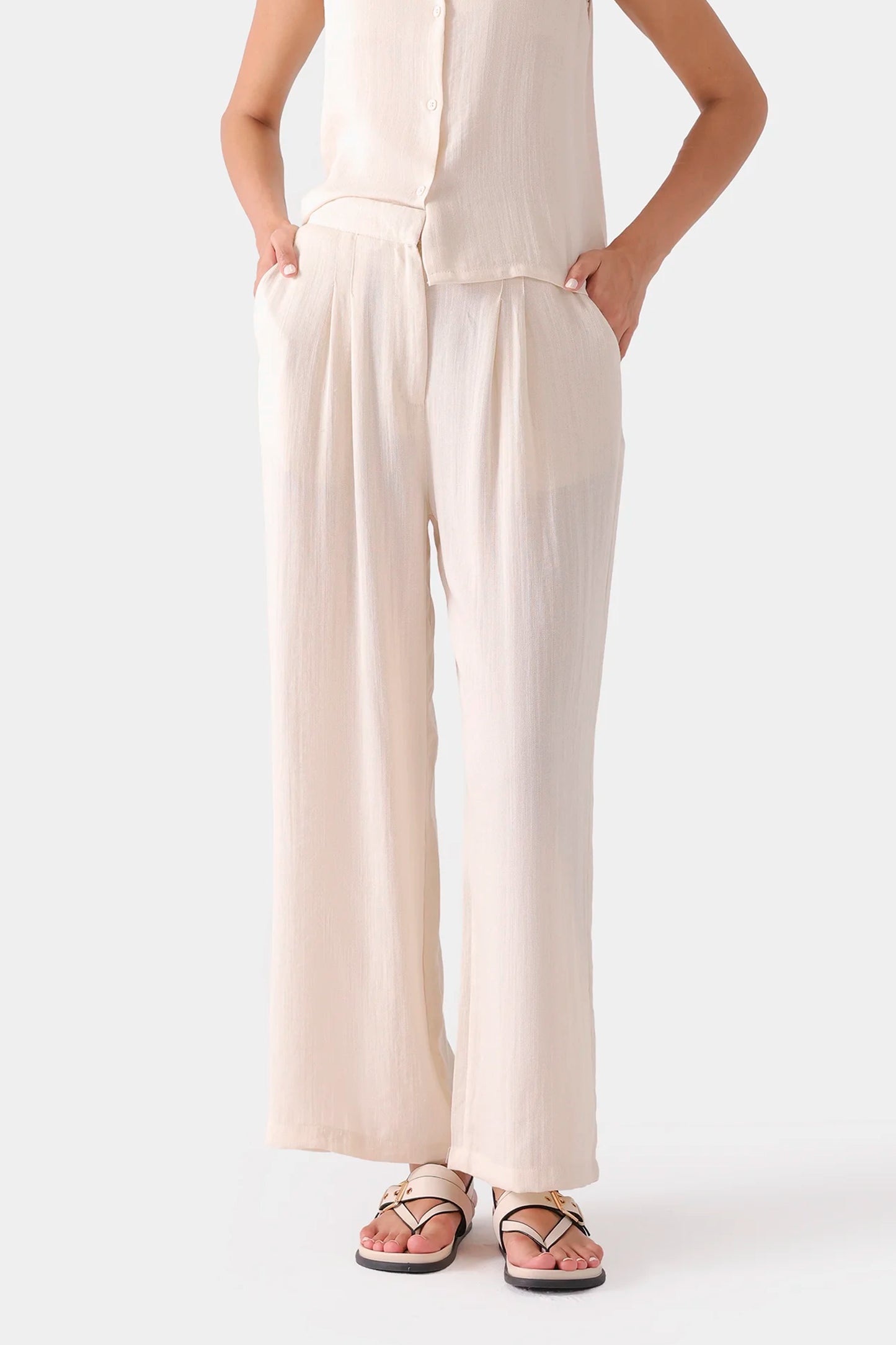 Pleated Wide Leg Trousers - Cougar Clothing