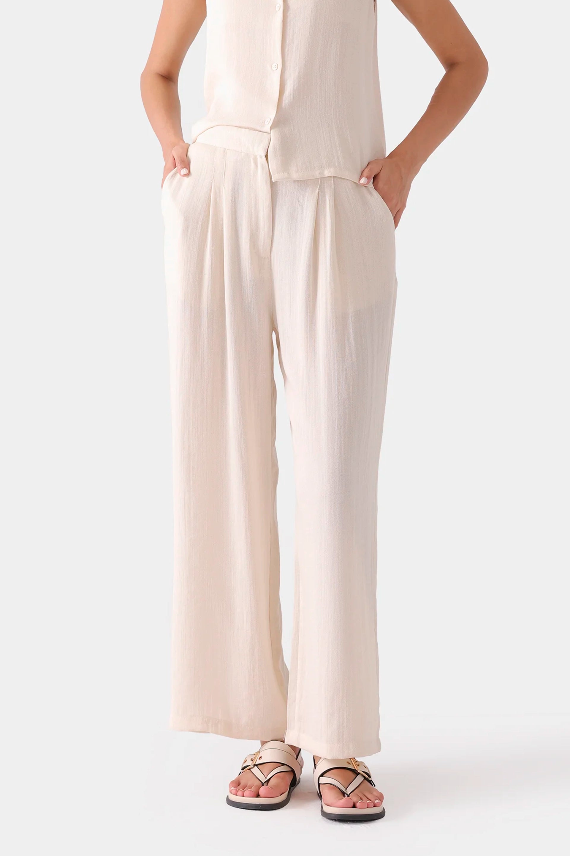 Pleated Wide Leg Trousers - Cougar Clothing