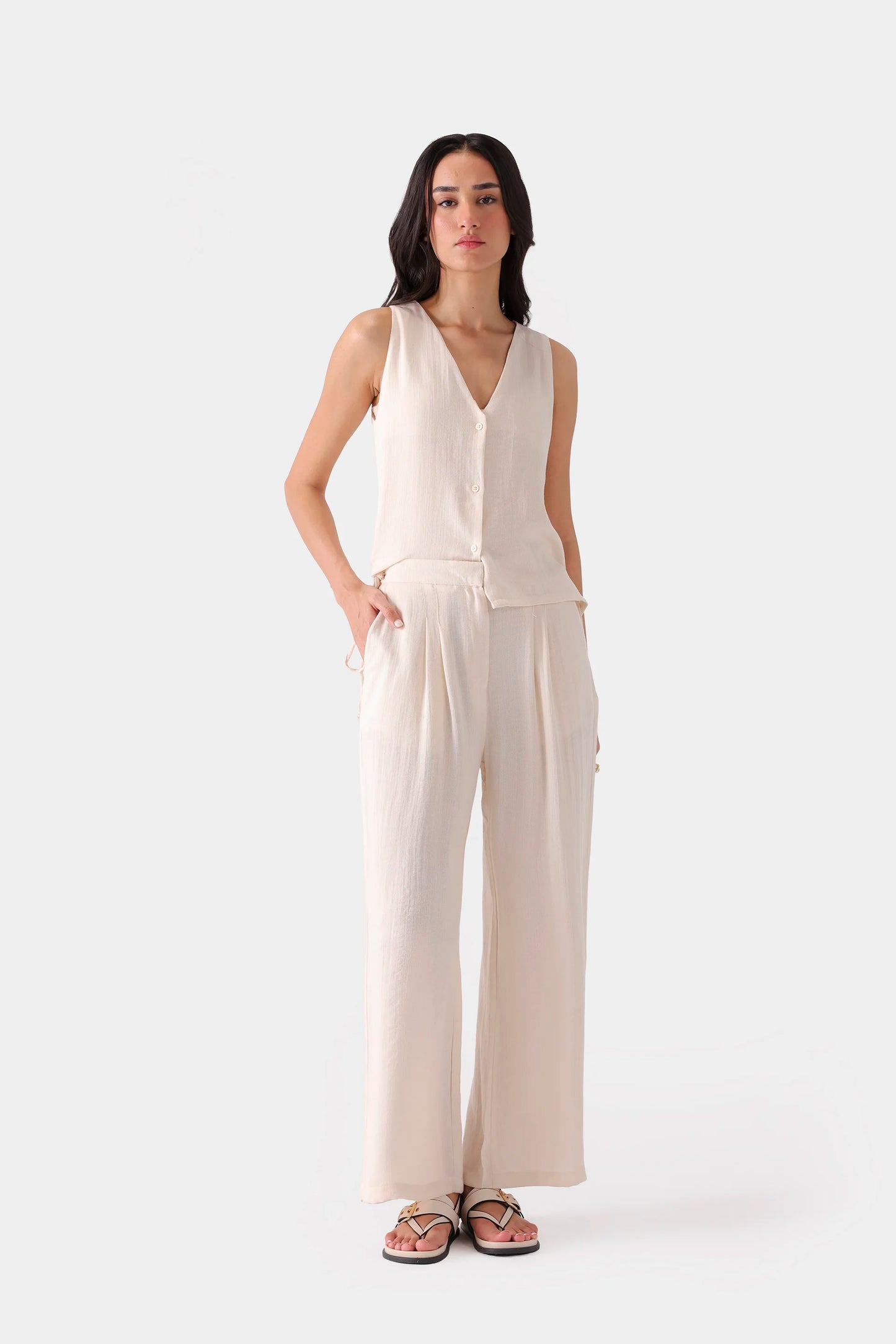 Pleated Wide Leg Trousers - Cougar Clothing
