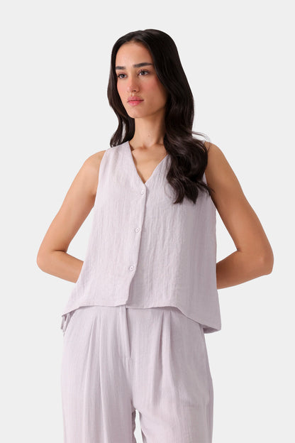 Slub Linen Vest - Cougar Clothing