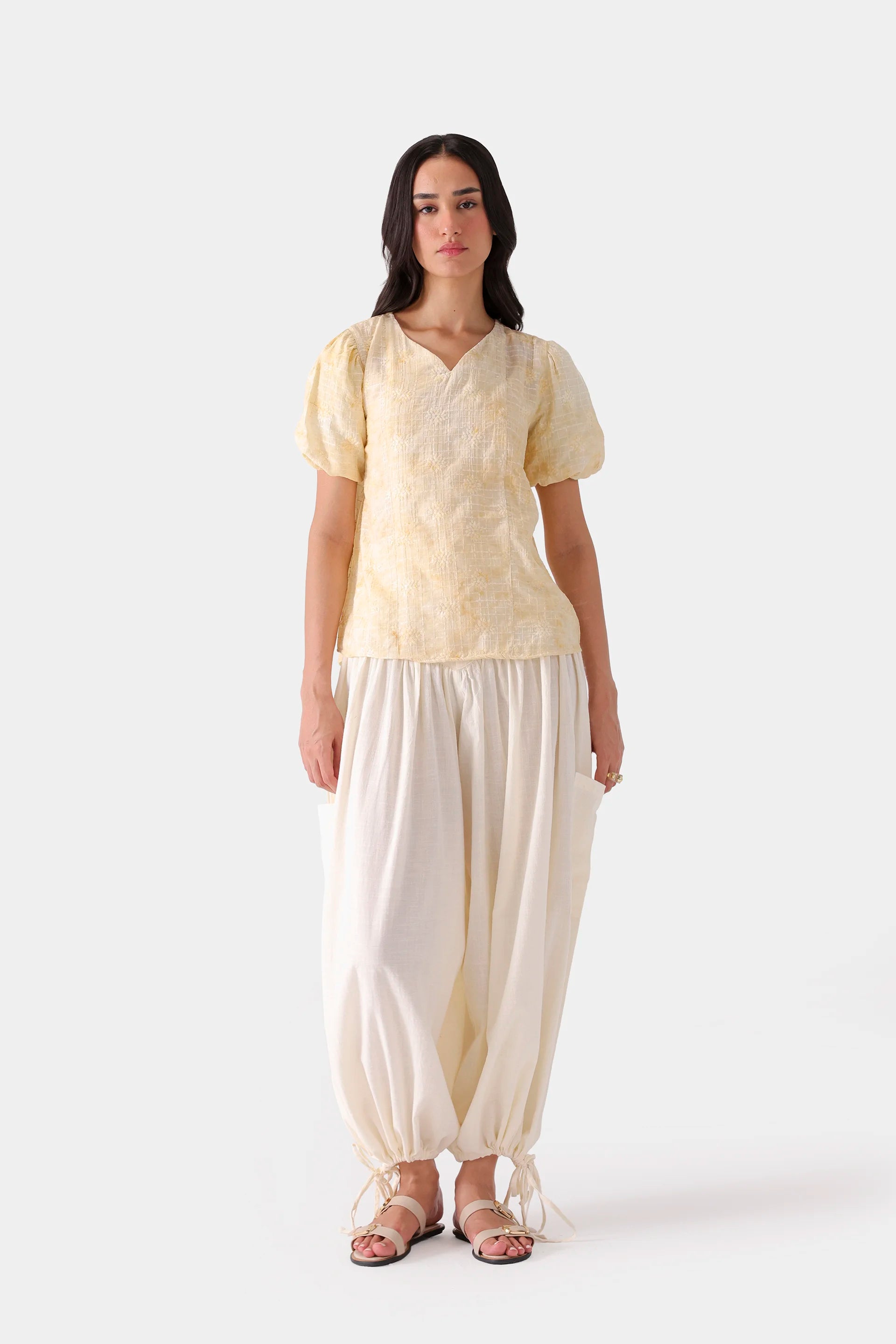 Embroidered Pull Sleeve Top - Cougar Clothing
