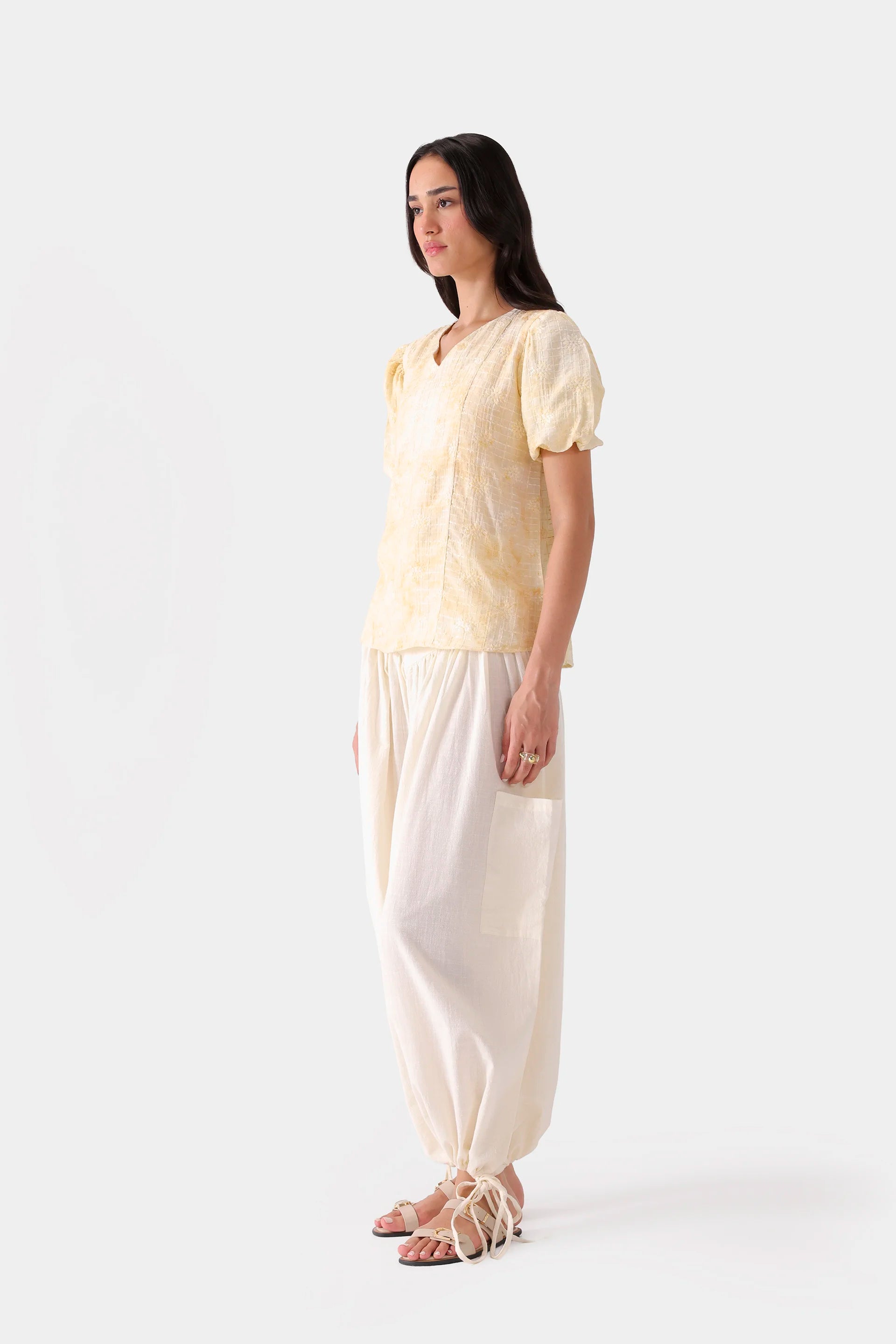 Embroidered Pull Sleeve Top - Cougar Clothing