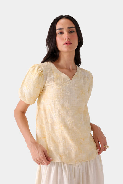 Embroidered Pull Sleeve Top - Cougar Clothing