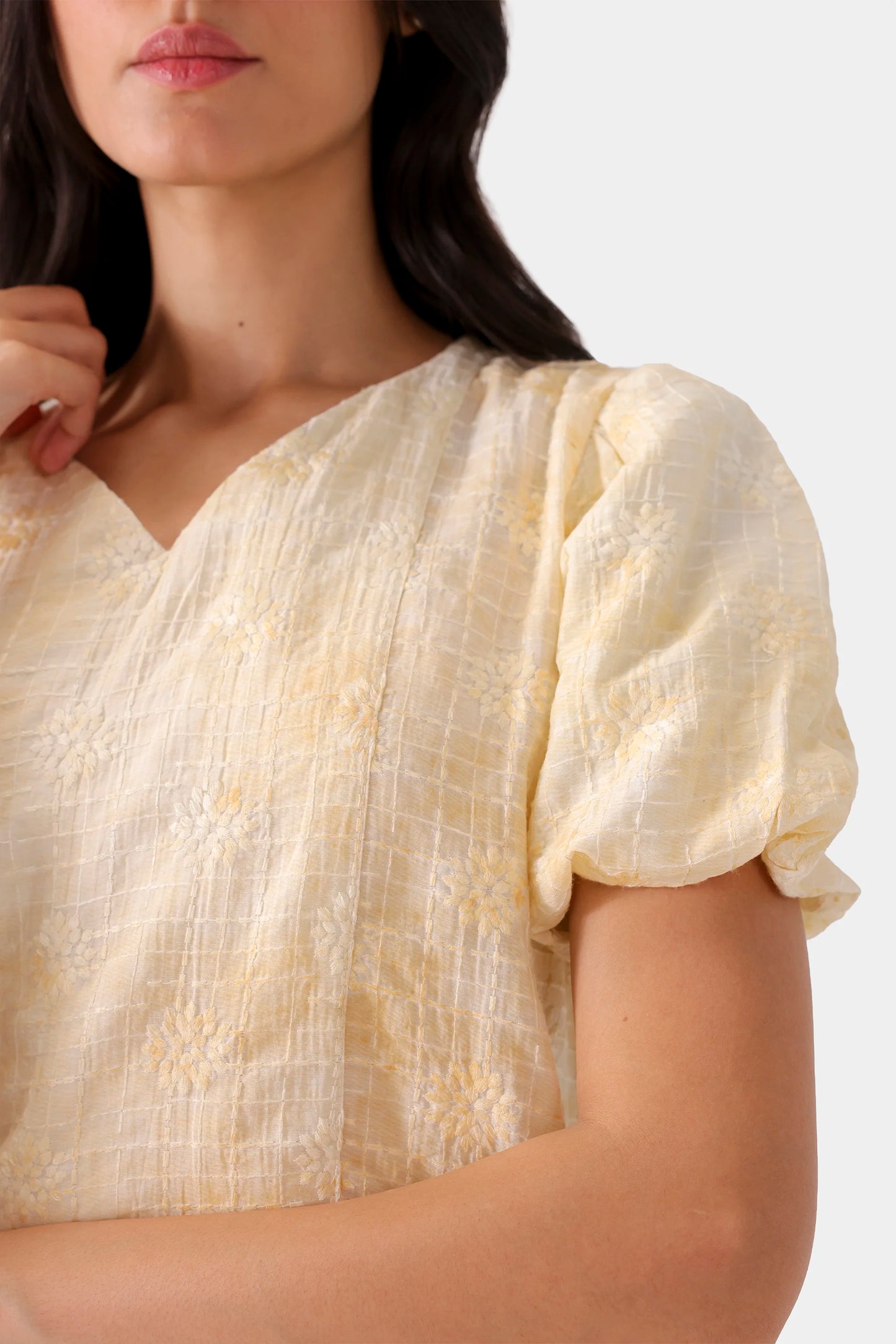 Embroidered Pull Sleeve Top - Cougar Clothing
