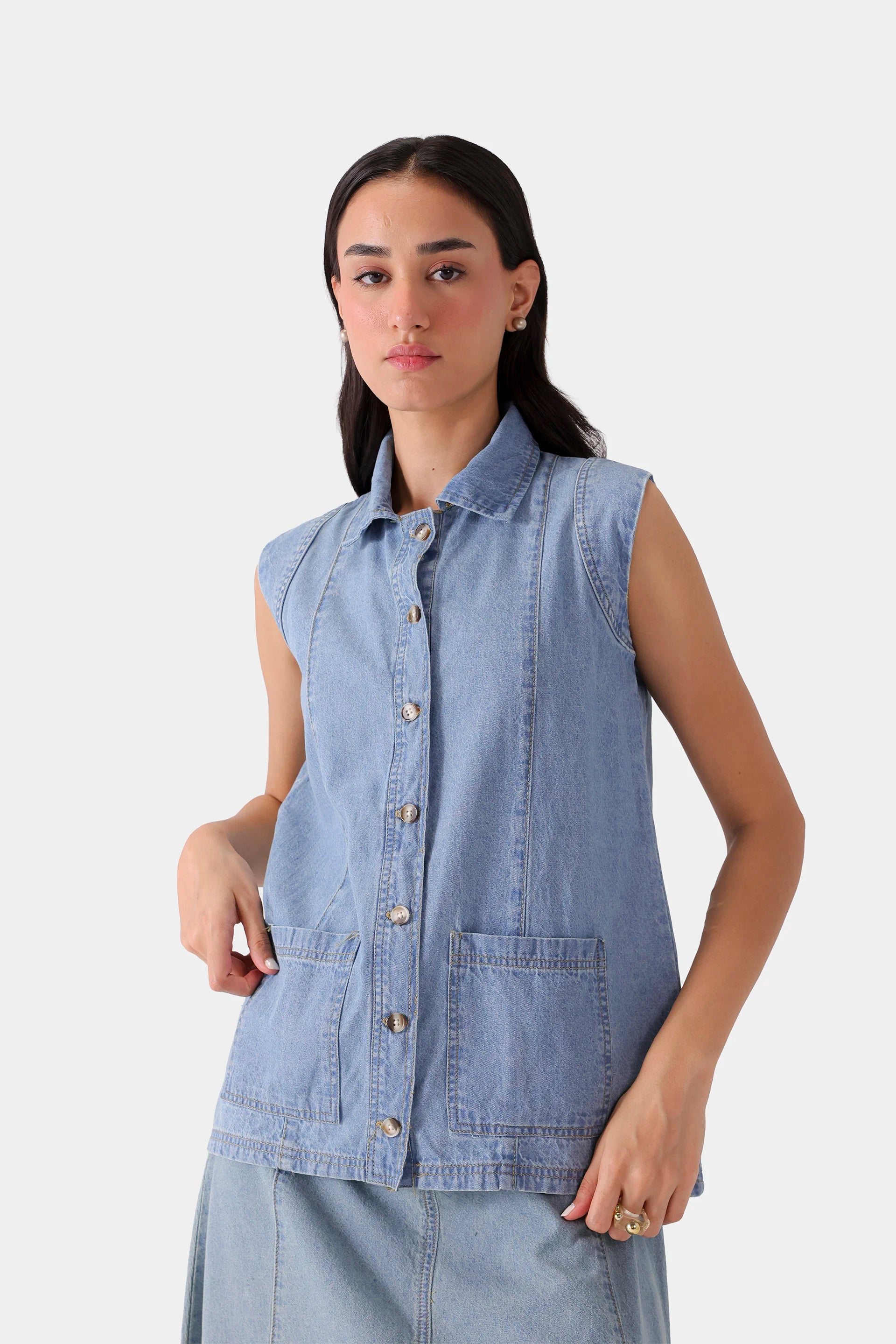 Denim Sleeveless Shirt - Cougar Clothing