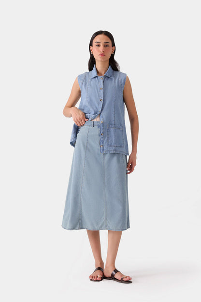 Paneled Denim Skirt - Cougar Clothing
