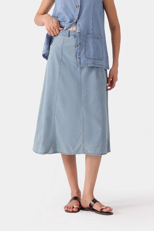Paneled Denim Skirt - Cougar Clothing