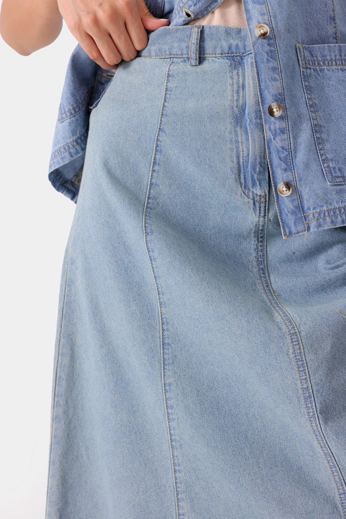 Paneled Denim Skirt - Cougar Clothing