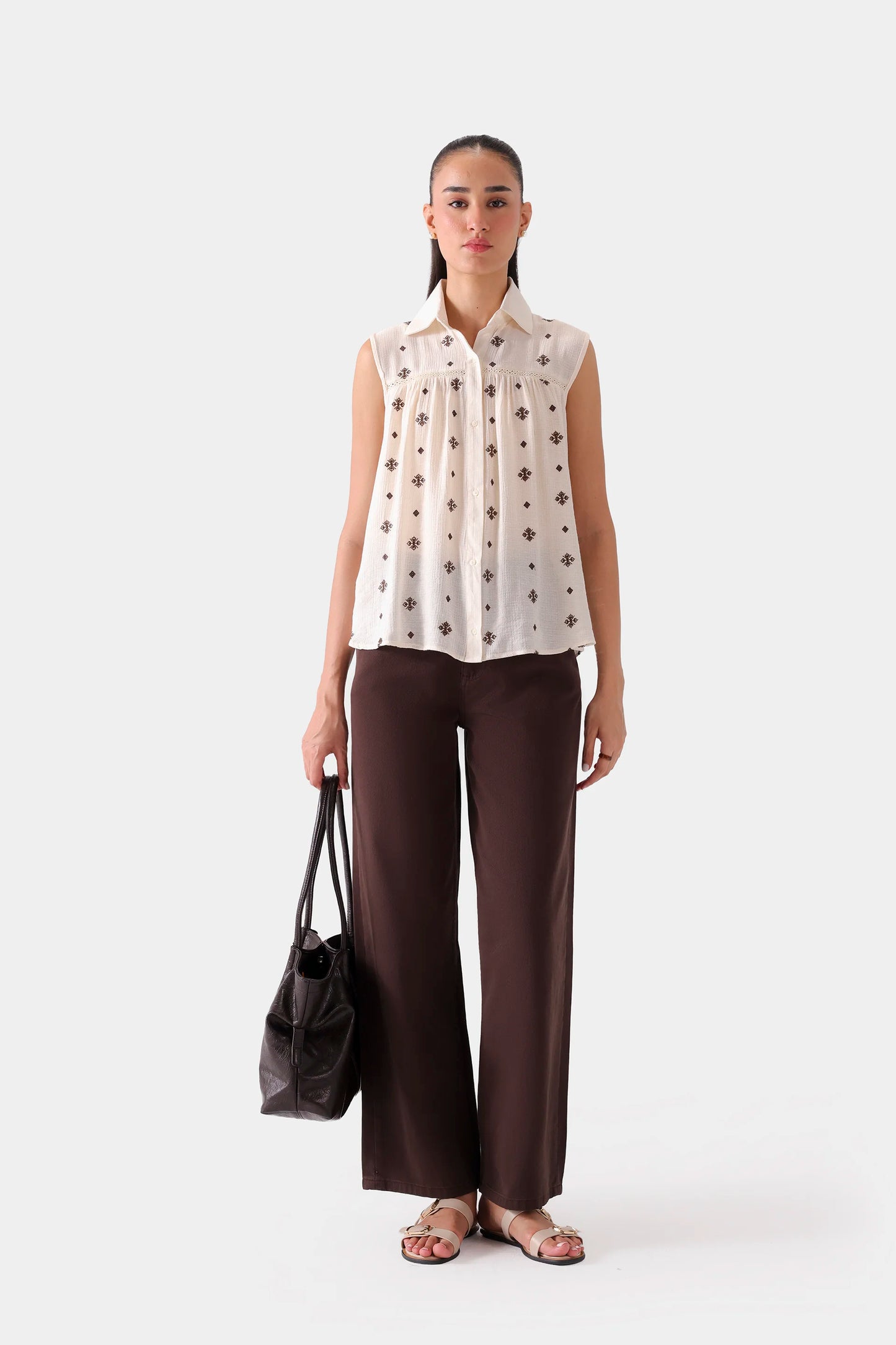 Sleeveless Embroidered Top - Cougar Clothing