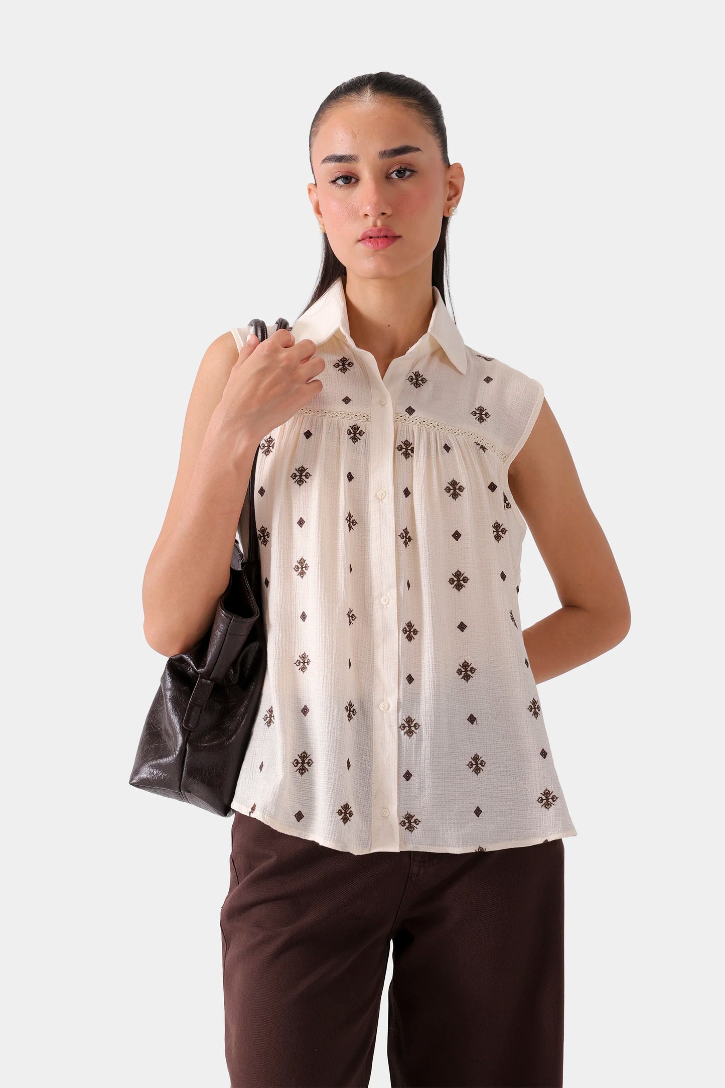 Sleeveless Embroidered Top - Cougar Clothing