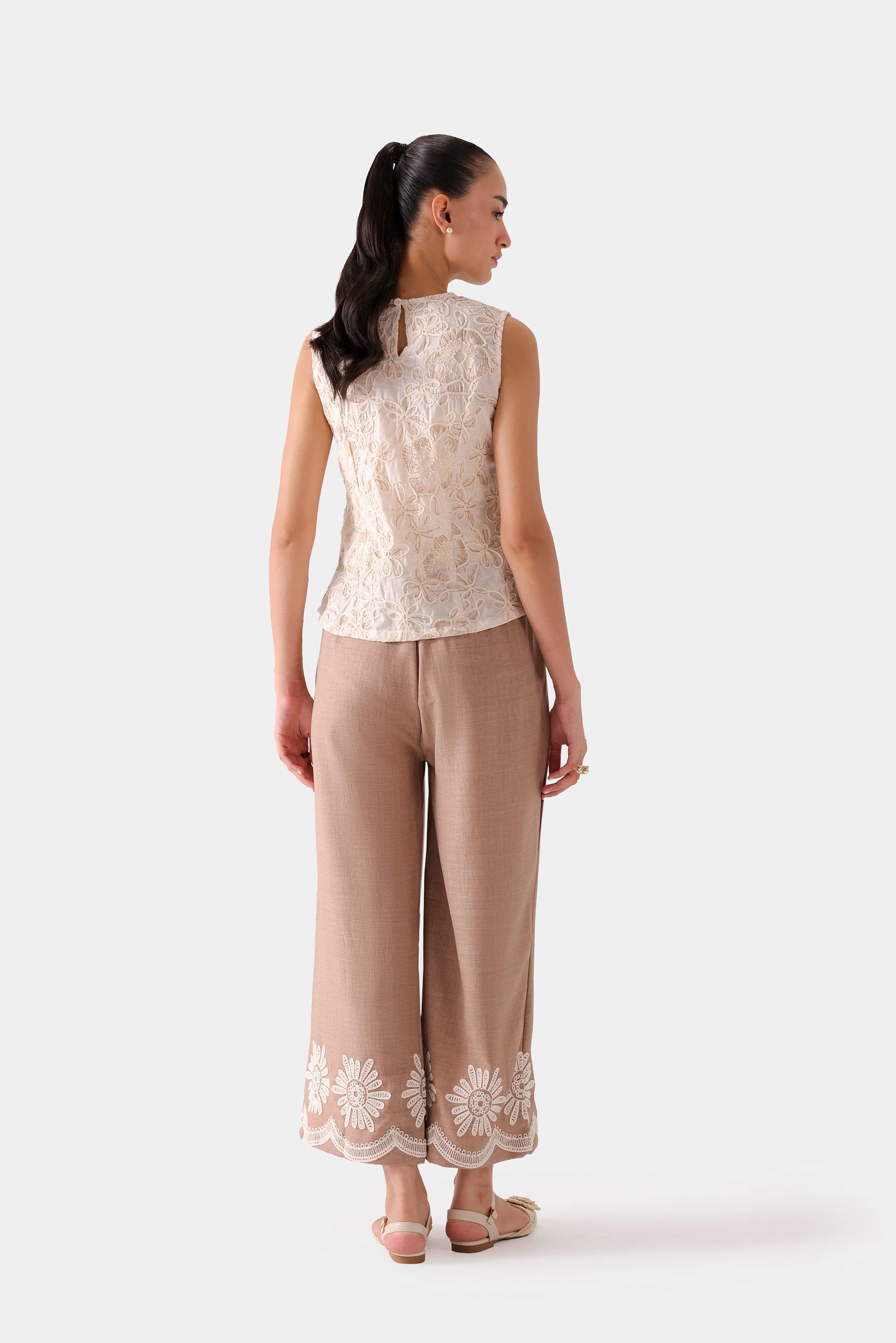 Embroidered Wide Leg Pants - Cougar Clothing