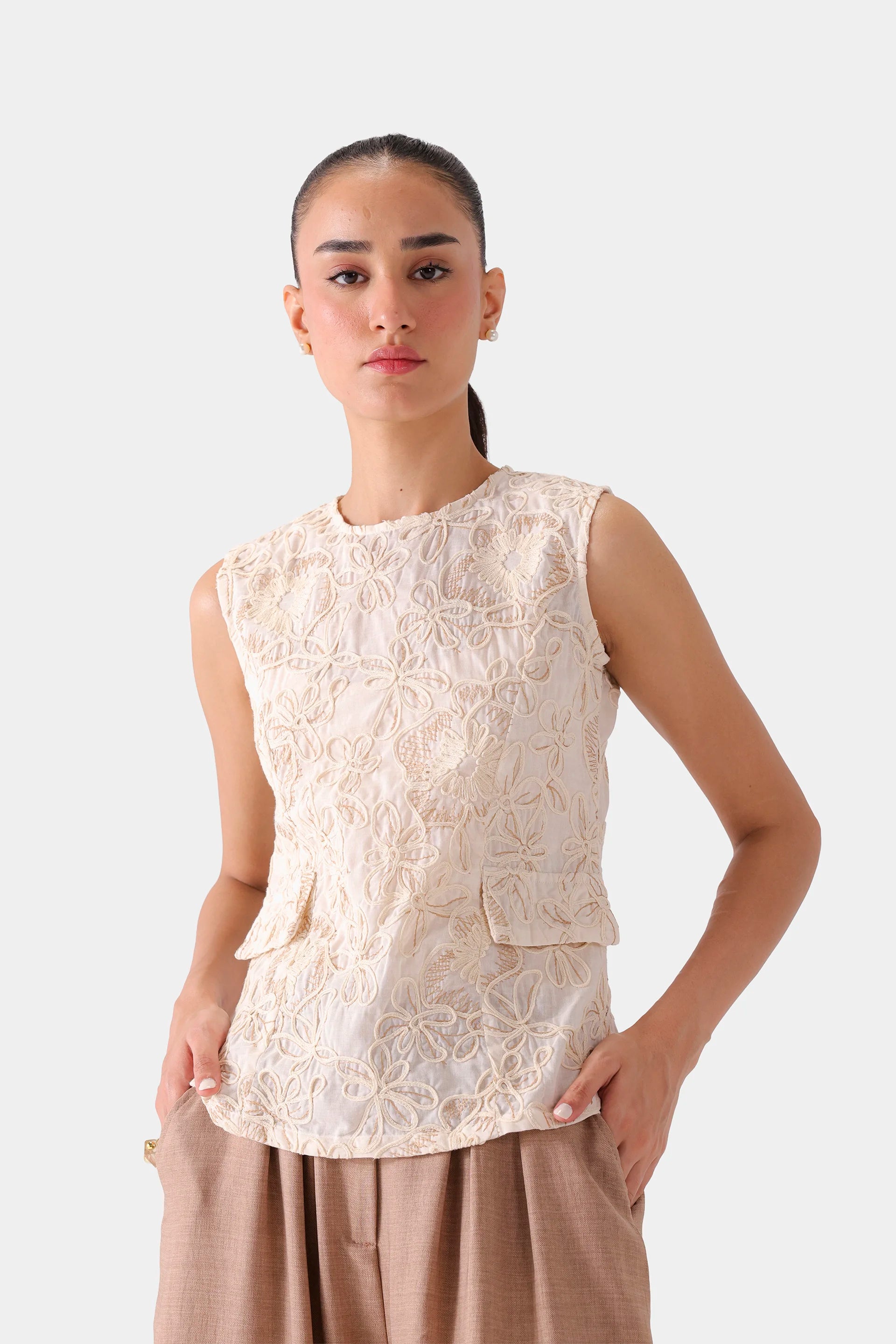 Embroidered Sleeveless Top - Cougar Clothing