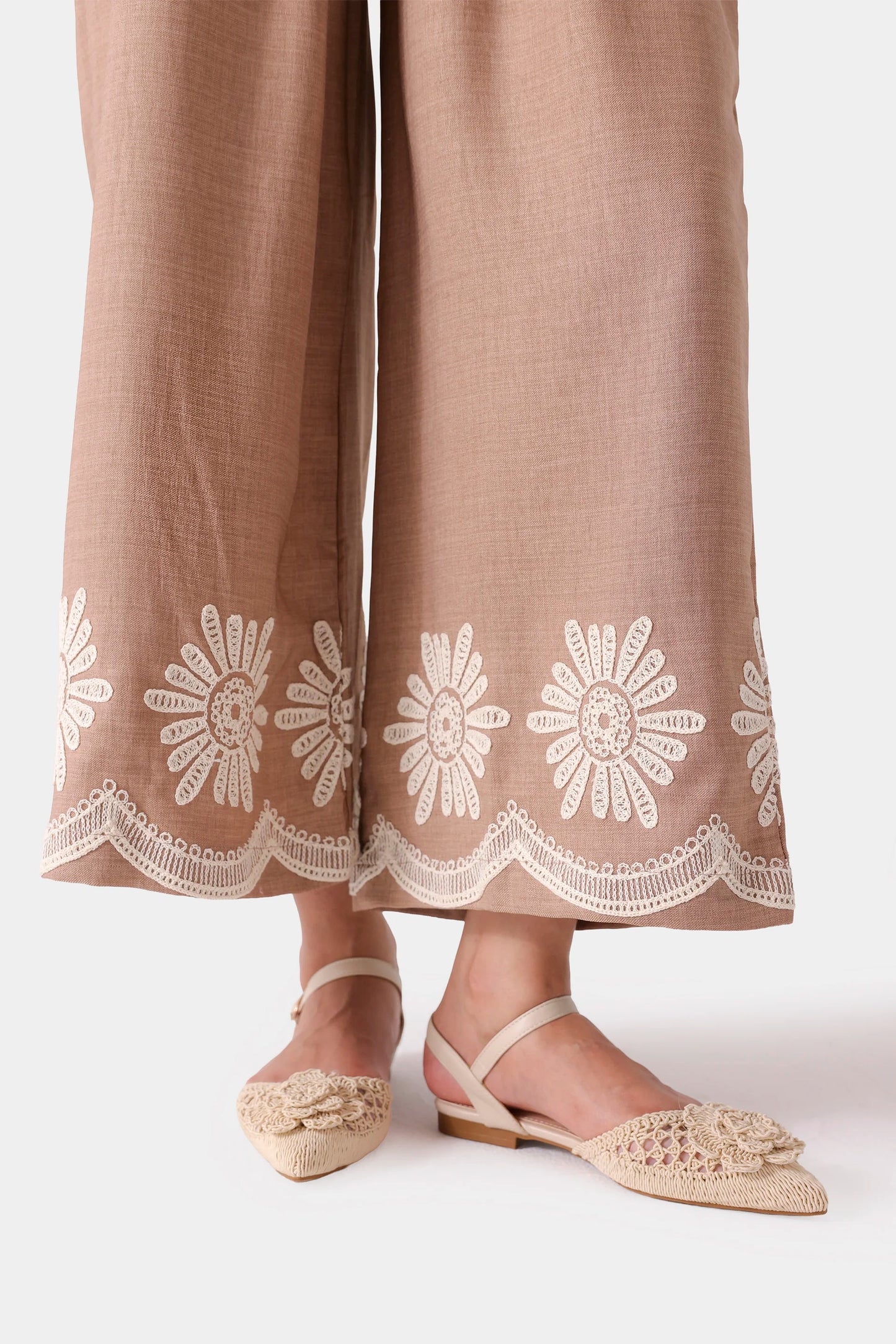 Embroidered Wide Leg Pants - Cougar Clothing