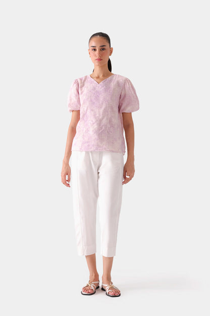 Embroidered Pull Sleeve Top - Cougar Clothing