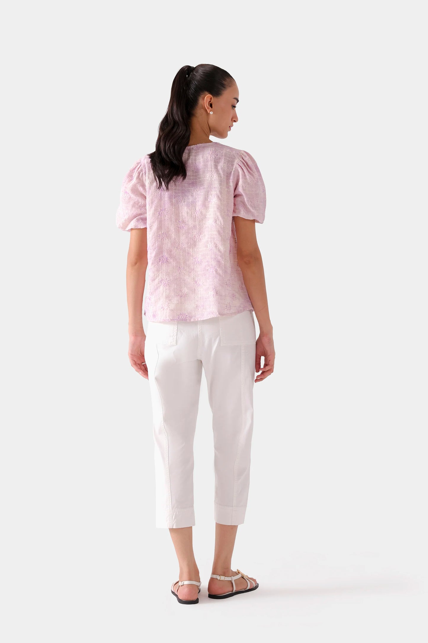 Embroidered Pull Sleeve Top - Cougar Clothing