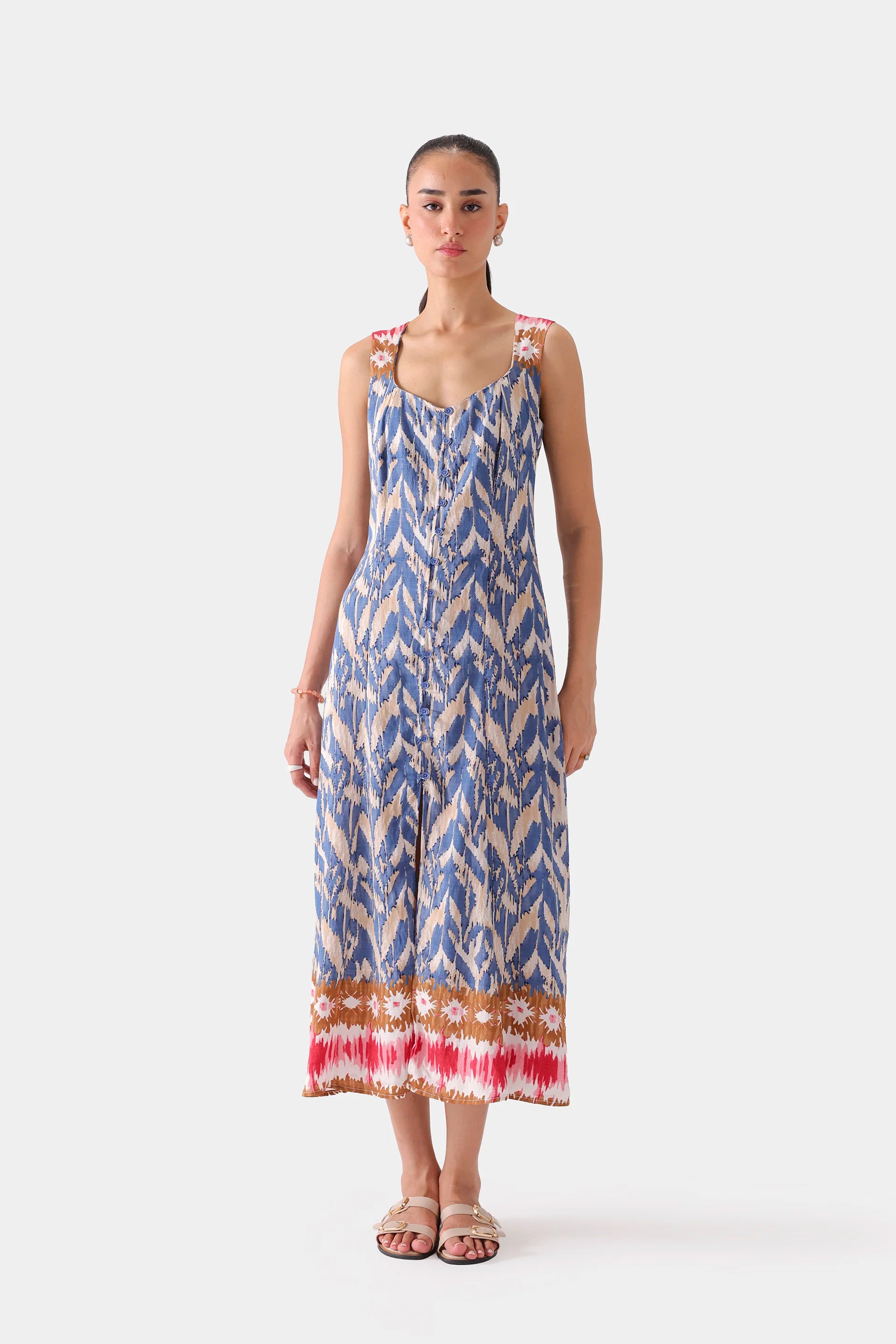 Printed Long Dress - Cougar Clothing