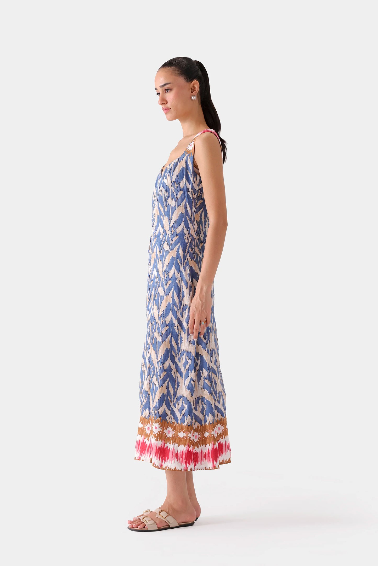 Printed Long Dress - Cougar Clothing
