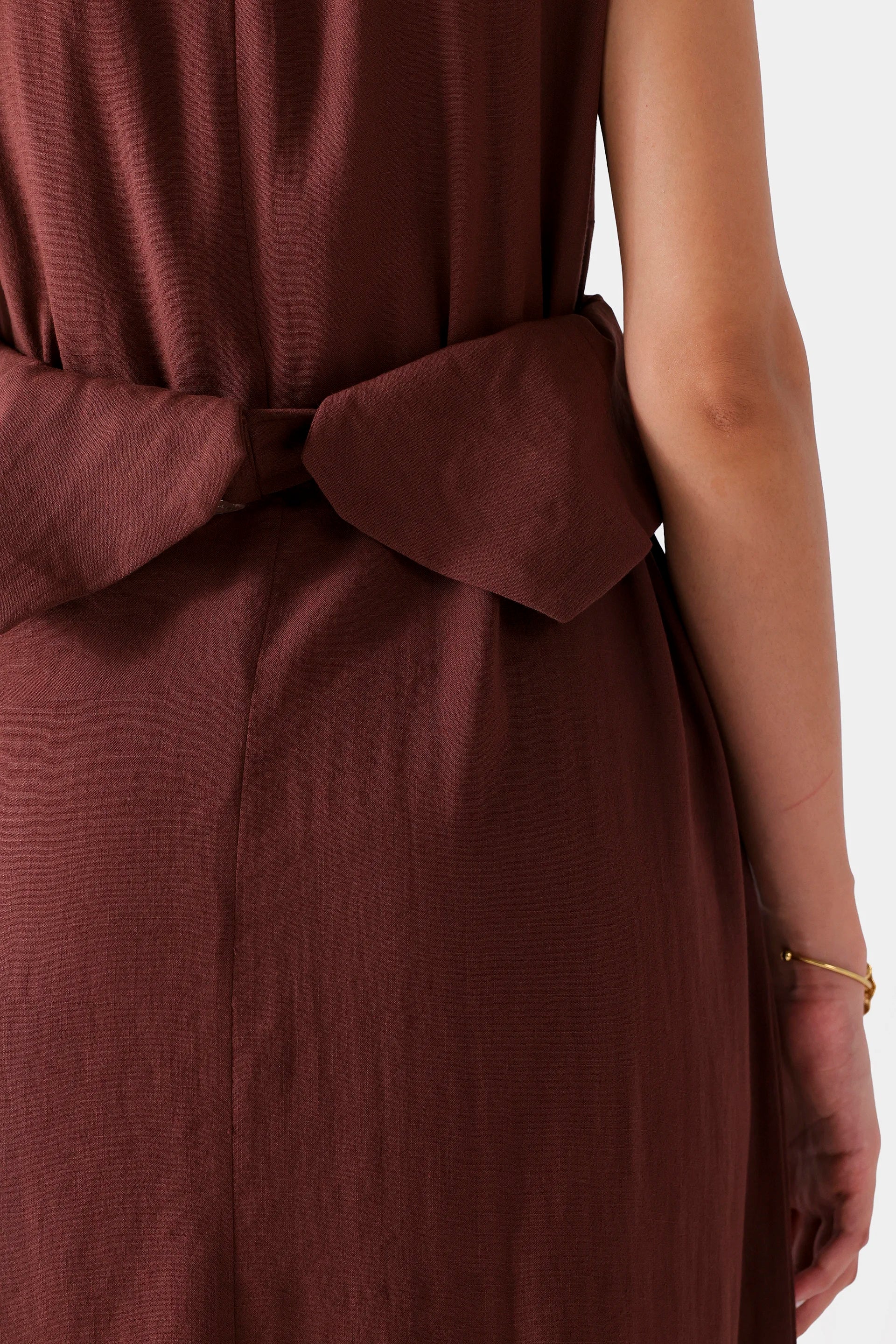 Long Dress With Waist Belt - Cougar Clothing