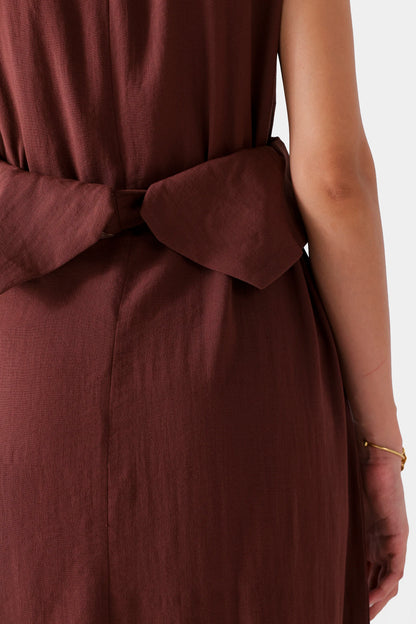 Long Dress With Waist Belt - Cougar Clothing