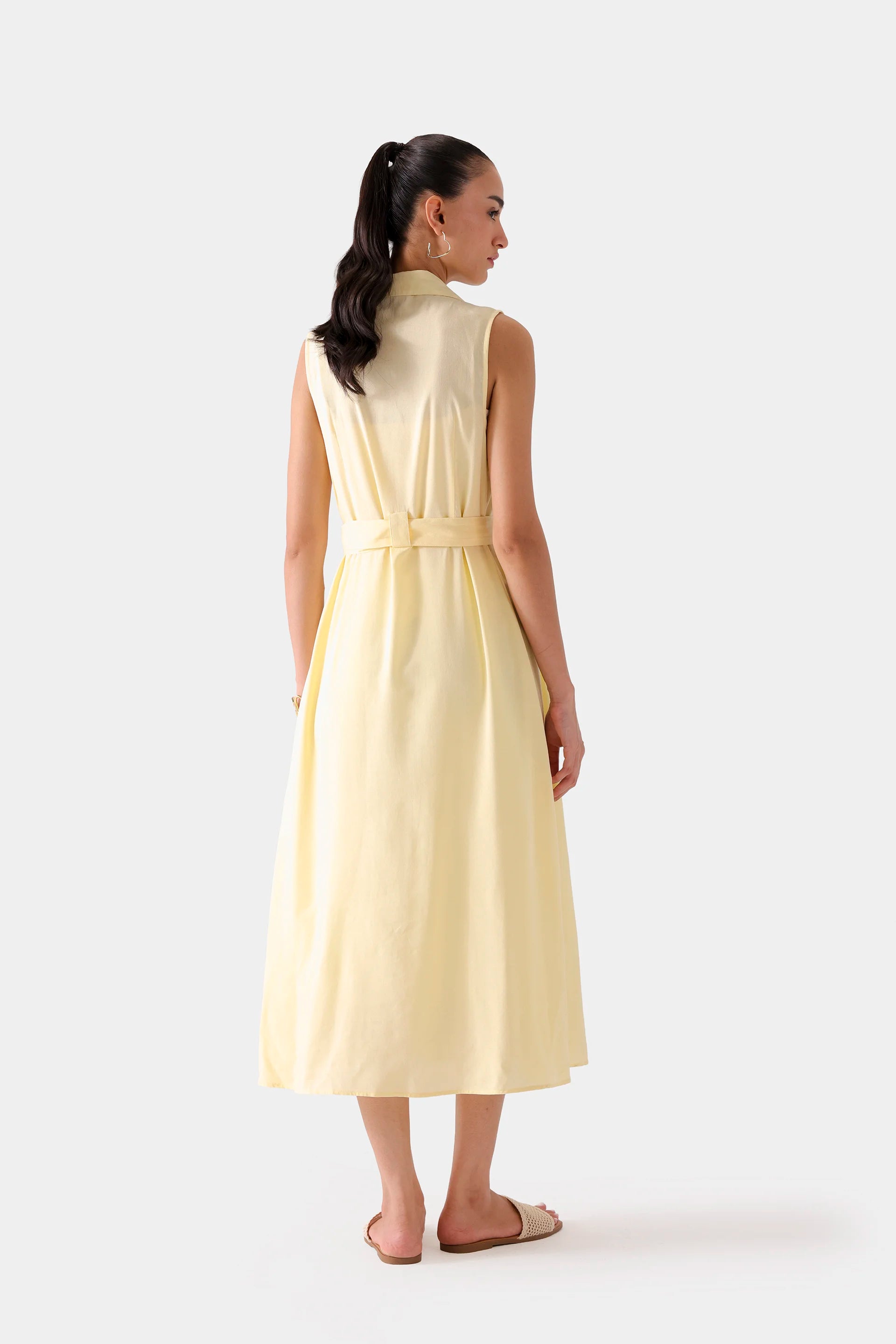 Pleated Dress With Belt - Cougar Clothing