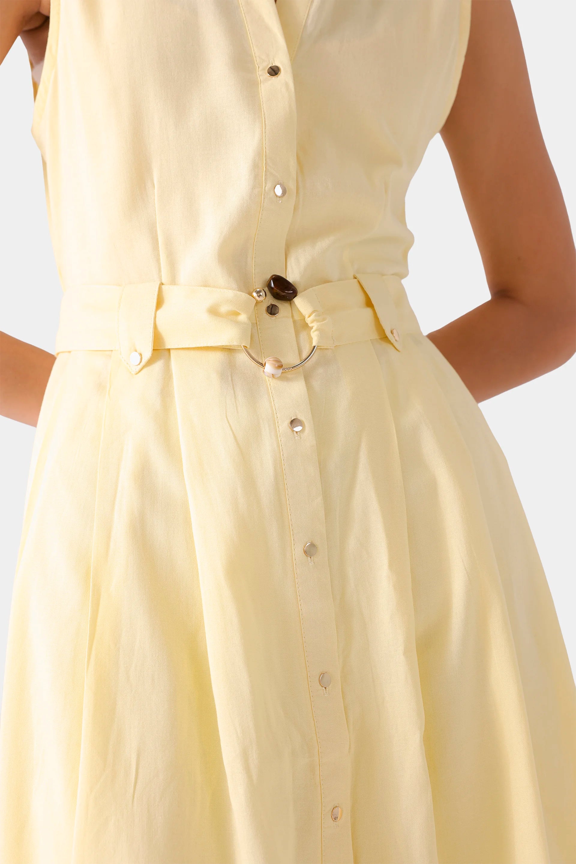 Pleated Dress With Belt - Cougar Clothing