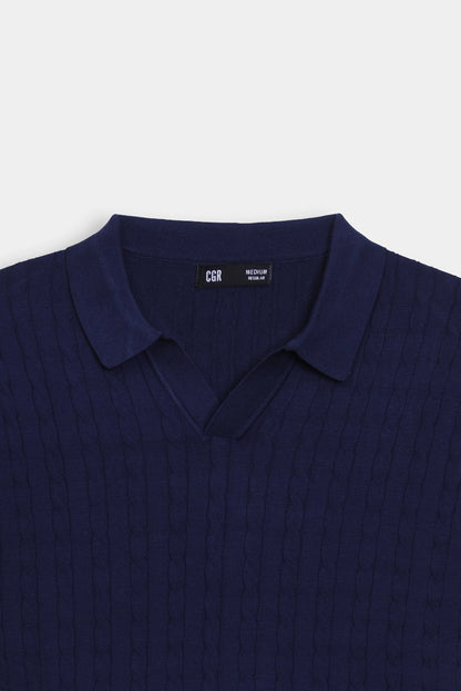 Johnny Collar Cable Knit Polo - Cougar Clothing
