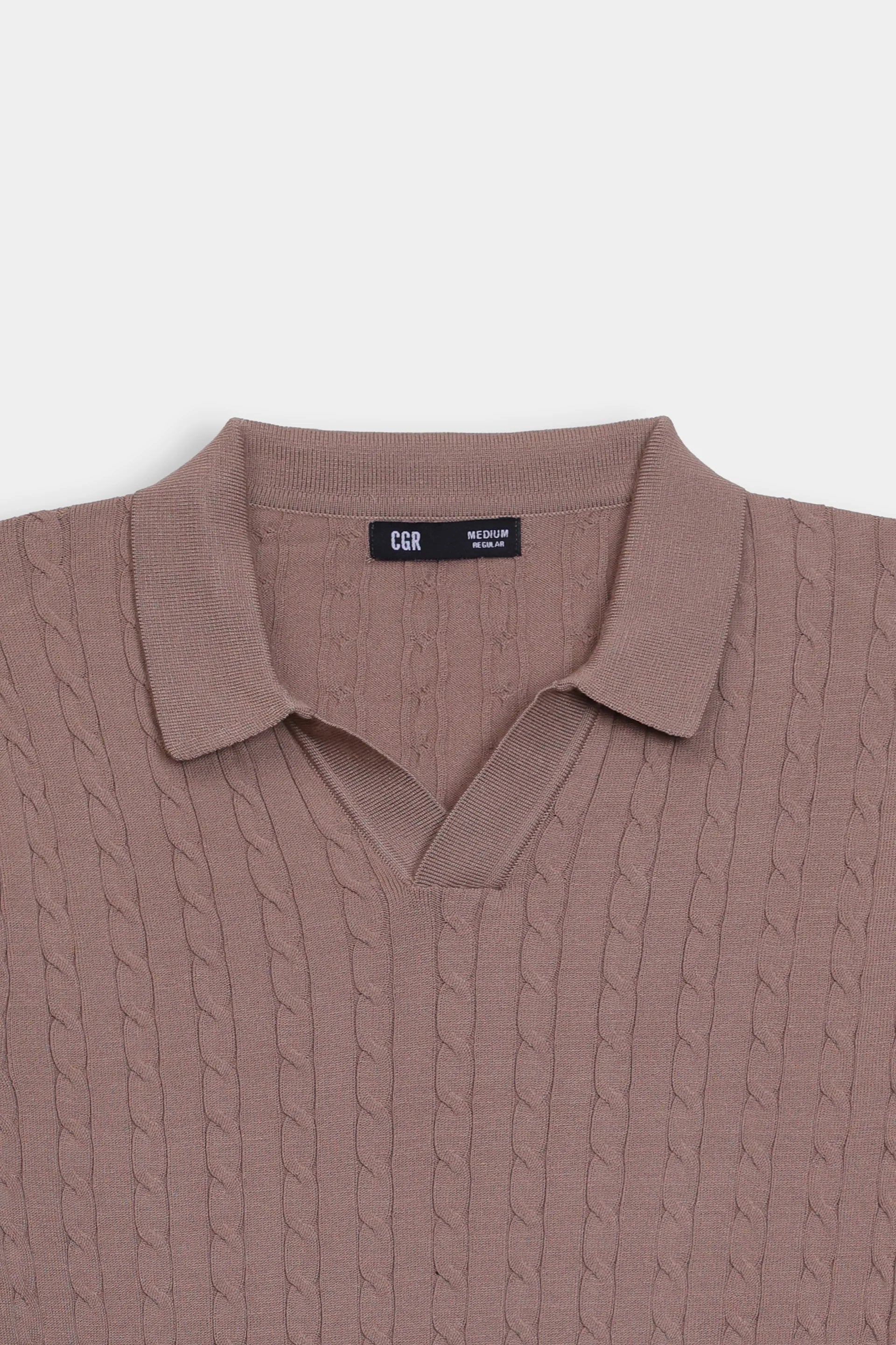 Johnny Collar Cable Knit Polo - Cougar Clothing