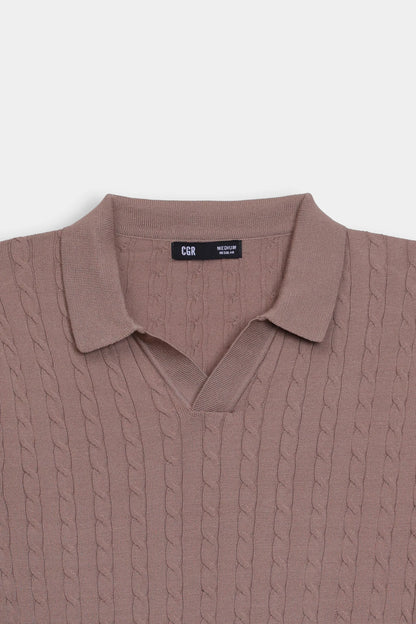 Johnny Collar Cable Knit Polo - Cougar Clothing