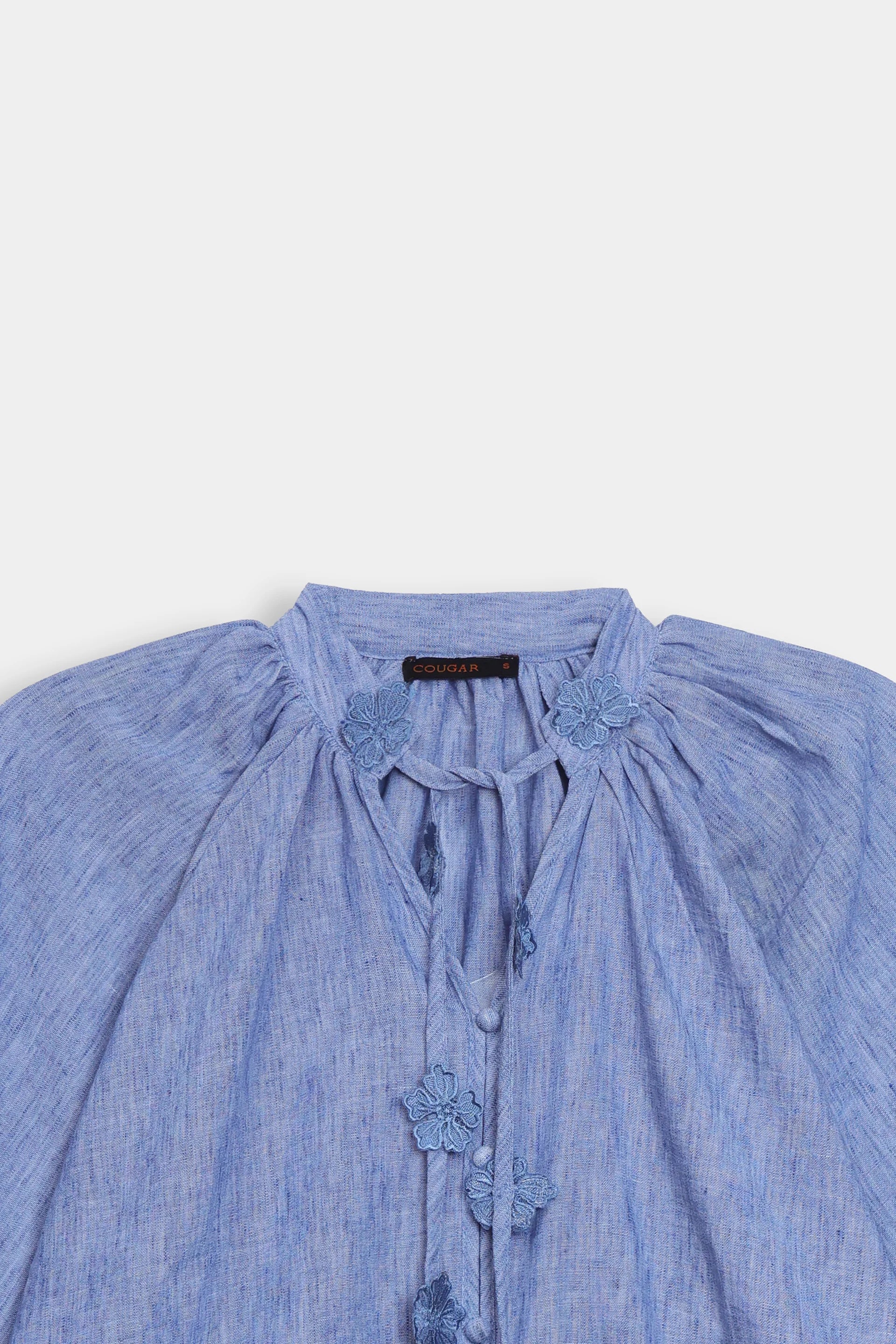 Top With Floral Drawstrings - Cougar Clothing