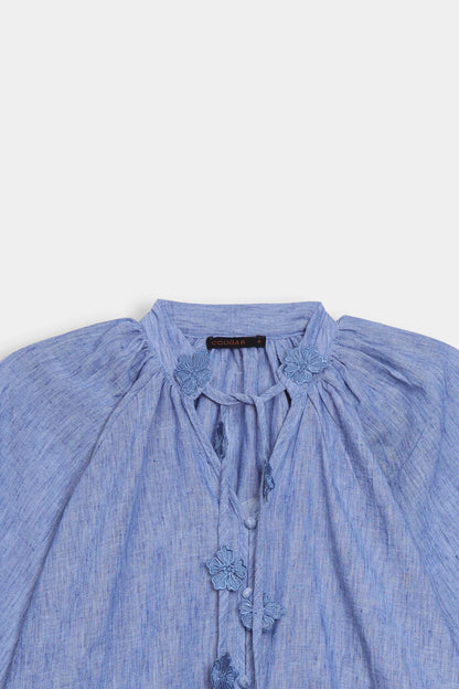 Top With Floral Drawstrings - Cougar Clothing