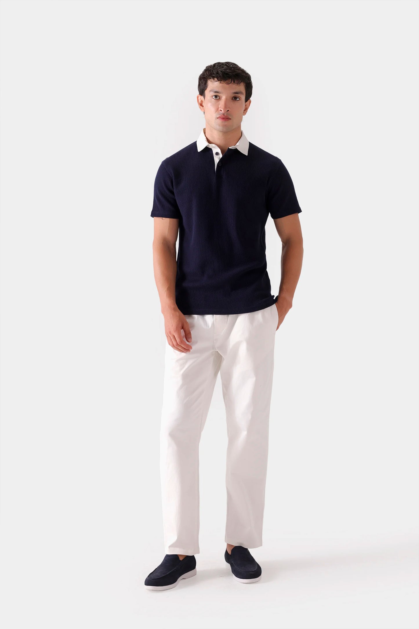 Textured Contrast Polo - Cougar Clothing