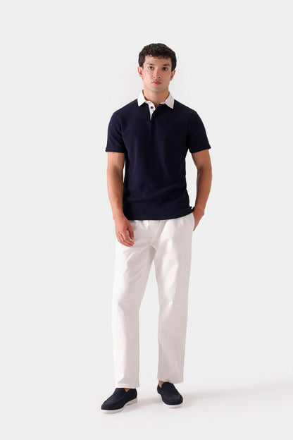 Textured Contrast Polo - Cougar Clothing