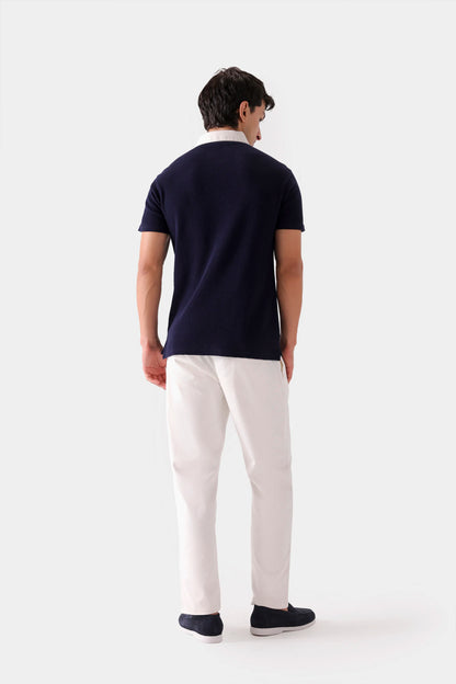 Textured Contrast Polo - Cougar Clothing