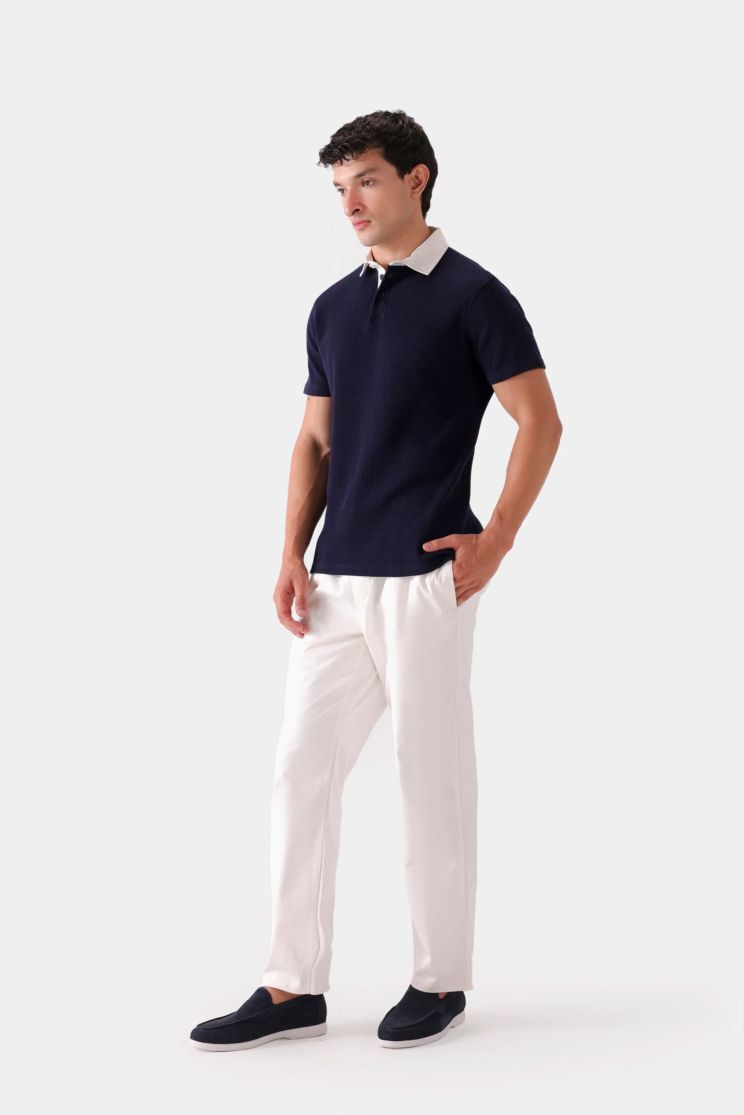 Textured Contrast Polo - Cougar Clothing