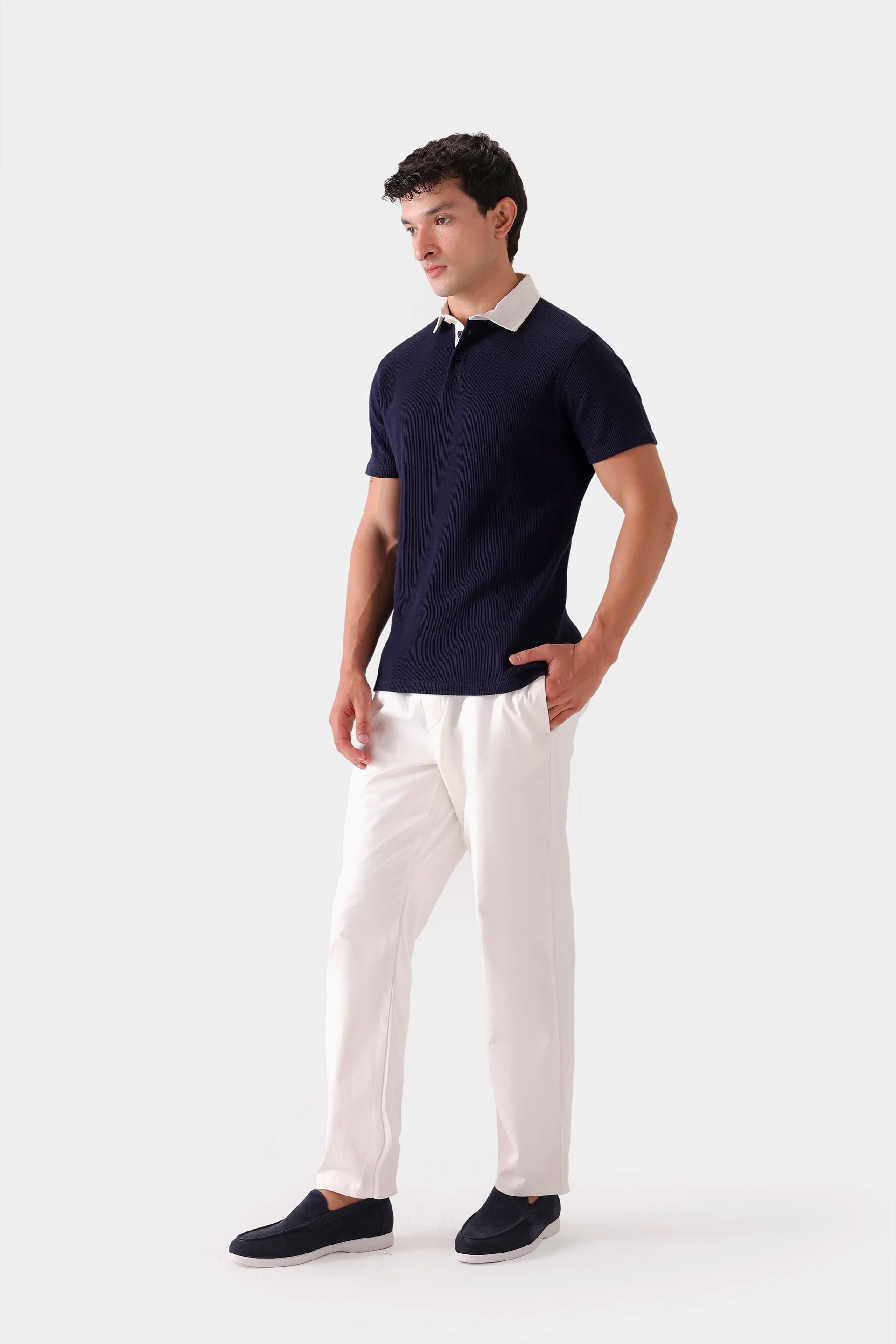 Textured Contrast Polo - Cougar Clothing