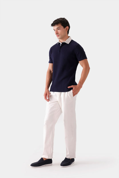 Textured Contrast Polo - Cougar Clothing