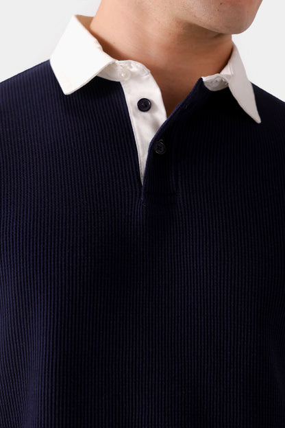 Textured Contrast Polo - Cougar Clothing