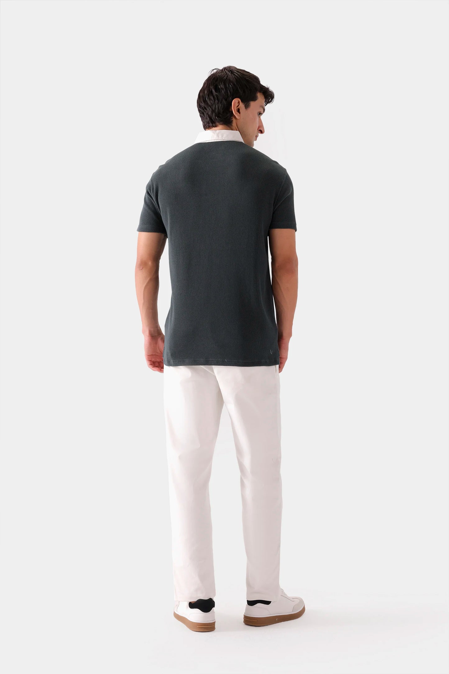Textured Contrast Polo - Cougar Clothing