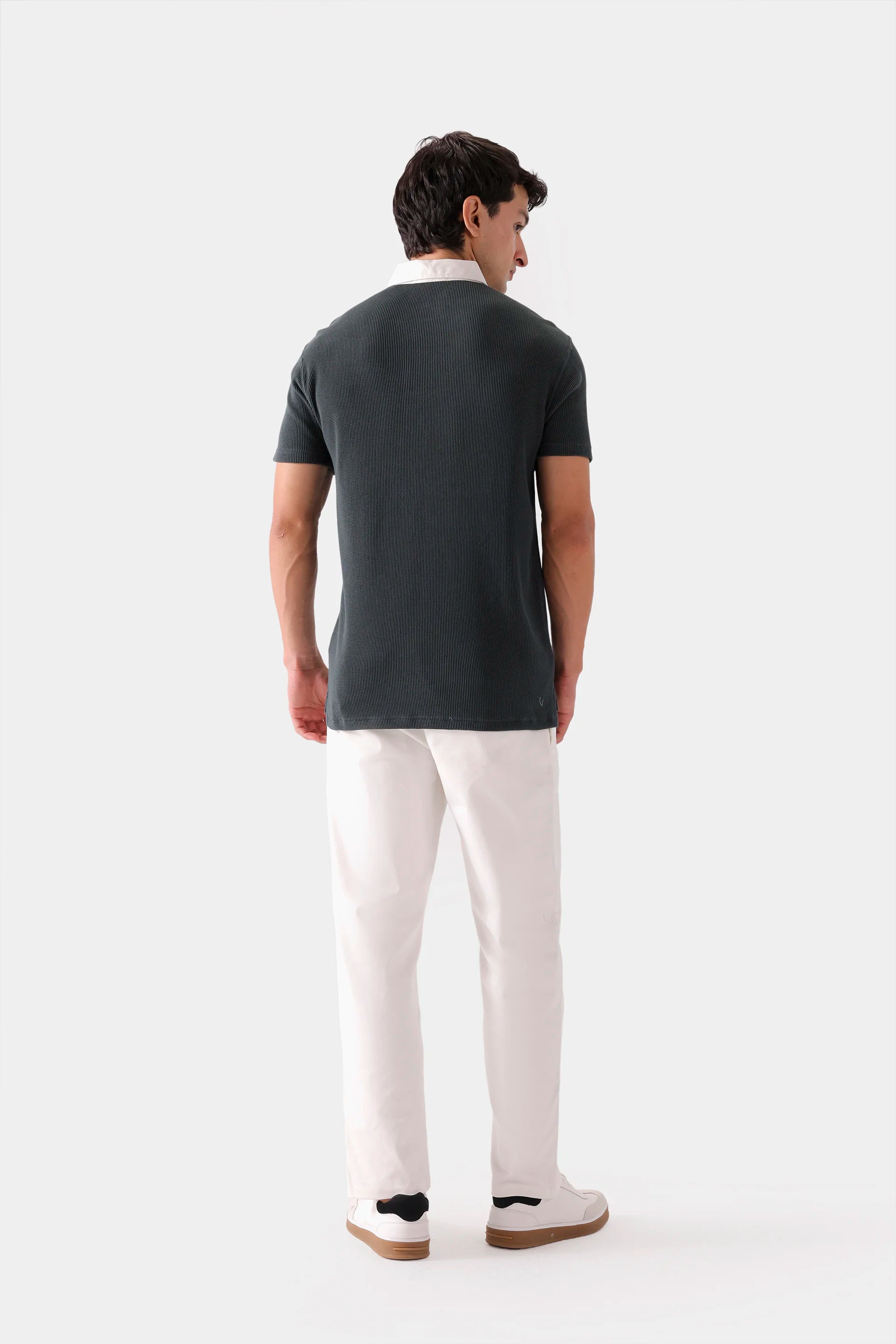 Textured Contrast Polo - Cougar Clothing